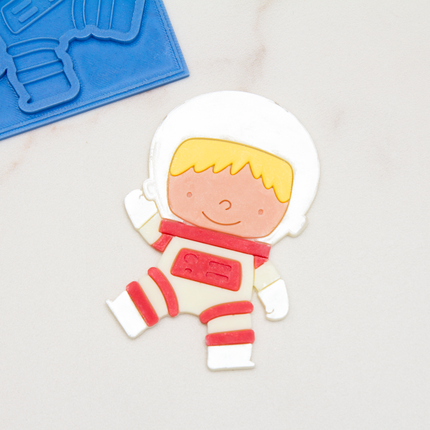 Astronaut silicone mold showing detailed space suit design