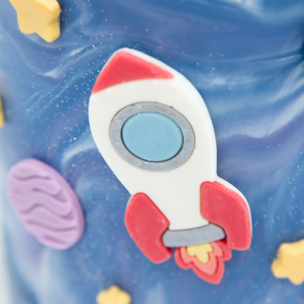 Finished space-themed chocolates and candies