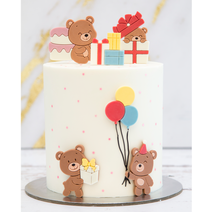 Cute bear character in party theme silicone mold cake