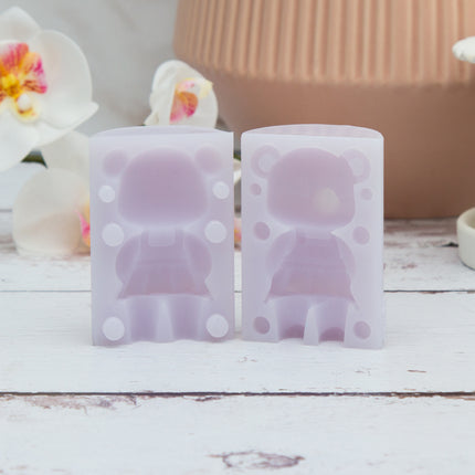 3D Teddy Bear Girl with Dress Silicone Mold