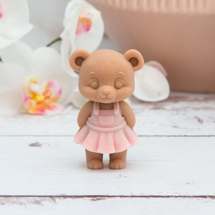 3D Teddy Bear Girl with Dress Silicone Mold