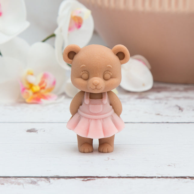 3D Teddy Bear Girl with Dress Silicone Mold