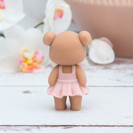 3D Teddy Bear Girl with Dress Silicone Mold