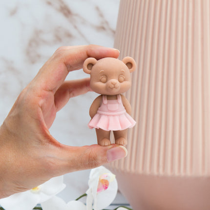 3D Teddy Bear Girl with Dress Silicone Mold