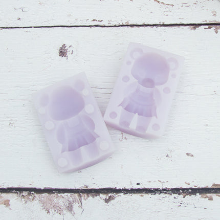 3D Teddy Bear Girl with Dress Silicone Mold