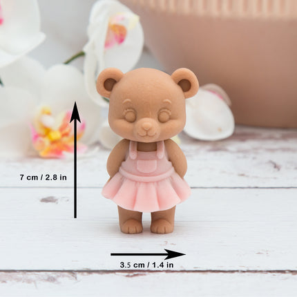 3D Teddy Bear Girl with Dress Silicone Mold