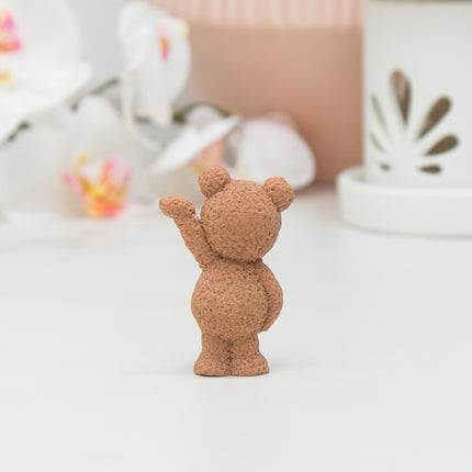 Chocolate 3D fuzzy bear topper made with silicone mold back
