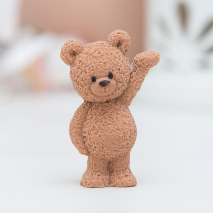 3D fuzzy bear cake topper made with silicone mold