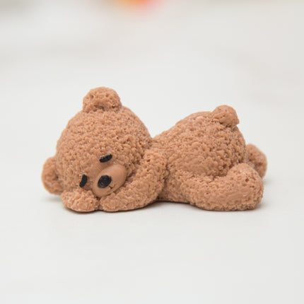 3D sleeping fuzzy bear cake topper made with silicone mold