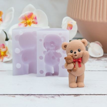 3D Teddy Bear Holding a Teddy Silicone Mold