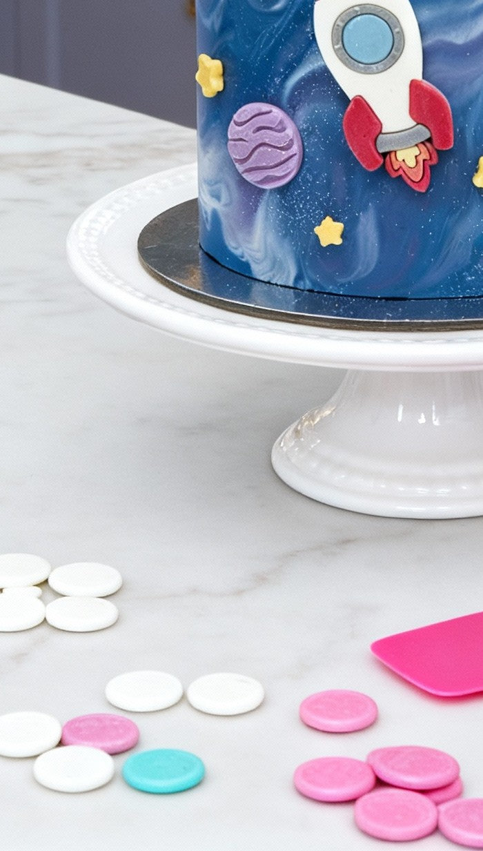 silicone mold and chocolates and cake