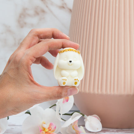 3D Sitting Bunny with Flower Crown Silicone Mold