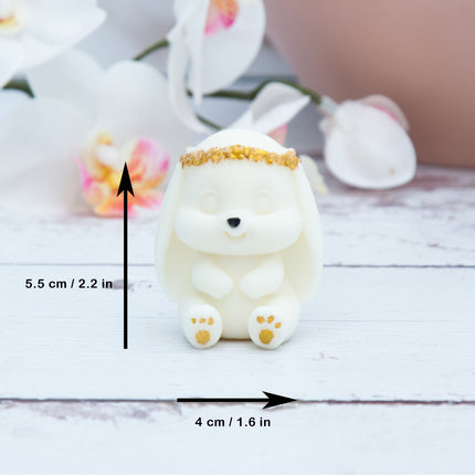 3D Sitting Bunny with Flower Crown Silicone Mold