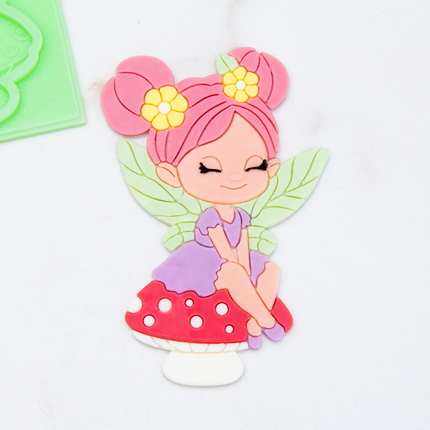 Fairy silicone mold with wings and wand design