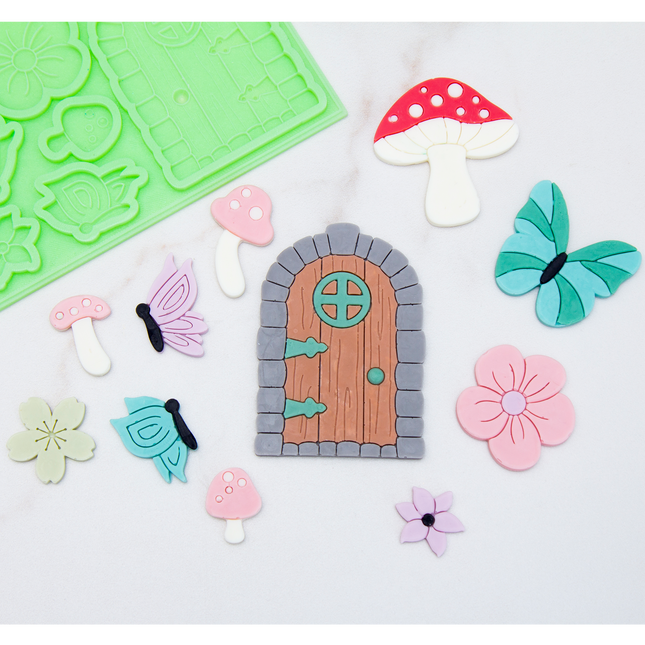 Forest silicone mold with mushroom designs