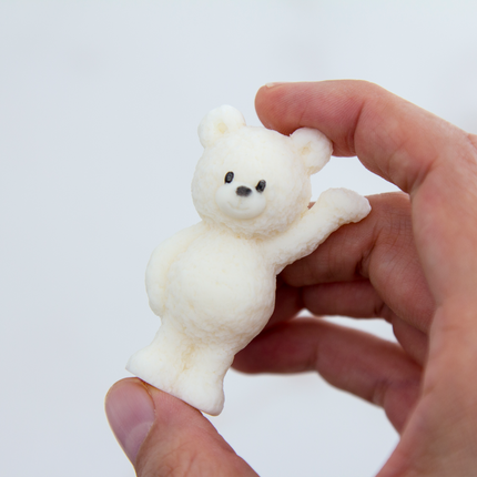 Finished 3D chocolate bears with hand up