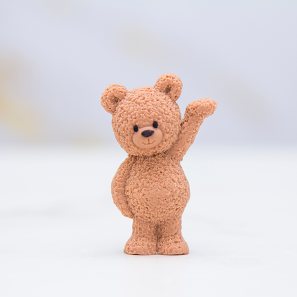 3D fuzzy bear silicone mold with raised hand