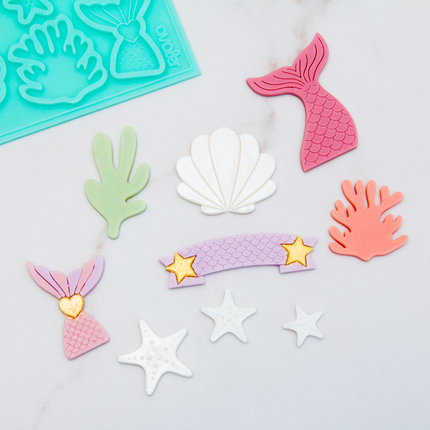 Sea life silicone mold with ocean creatures