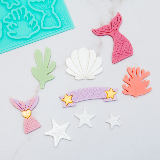 Sea life cake decorations made with silicone mold