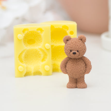 3D standing fuzzy bear silicone mold