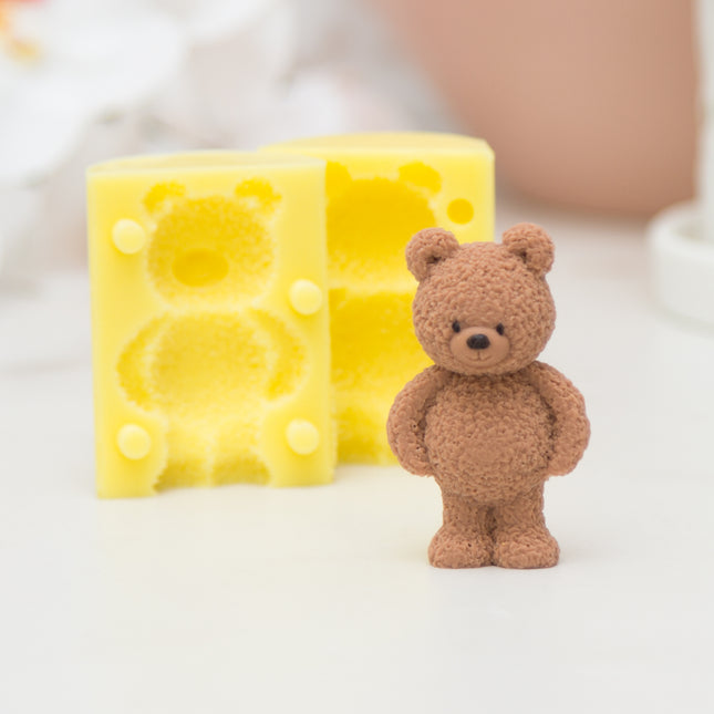 3D standing fuzzy bear silicone mold